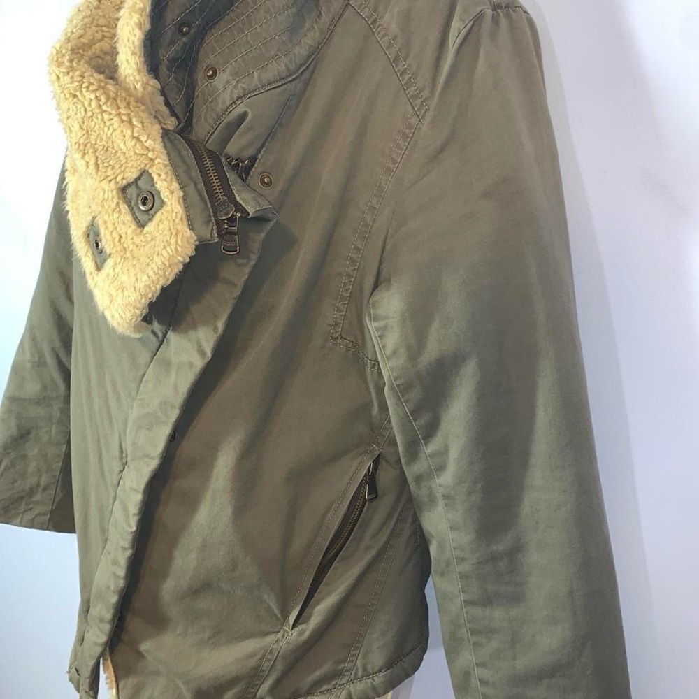 Marc New York asymmetrical zip high collar cotton coat size large fleece collar - Picture 4 of 10